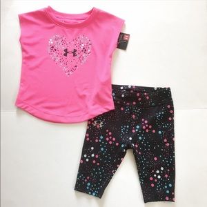 ♦️NWT UA heart polka dot Capri leggings and …